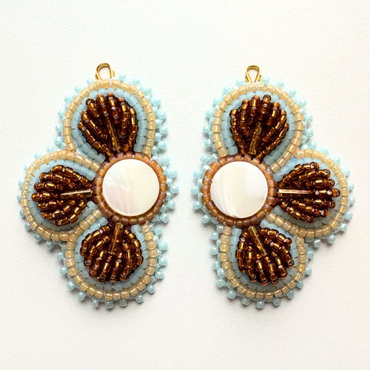 Handmade Haudenosaunee Raised Floral Beaded Earrings #44