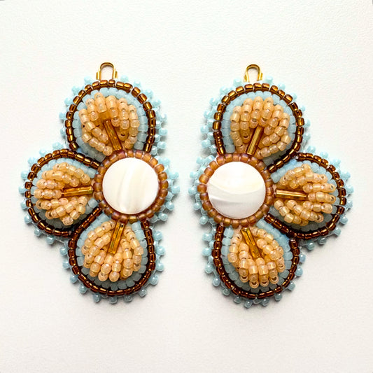 Handmade Haudenosaunee Raised Floral Beaded Earrings #43