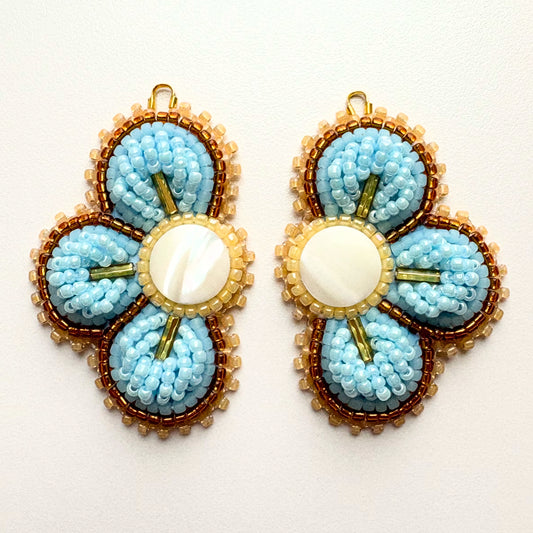 Handmade Haudenosaunee Raised Floral Beaded Earrings #46